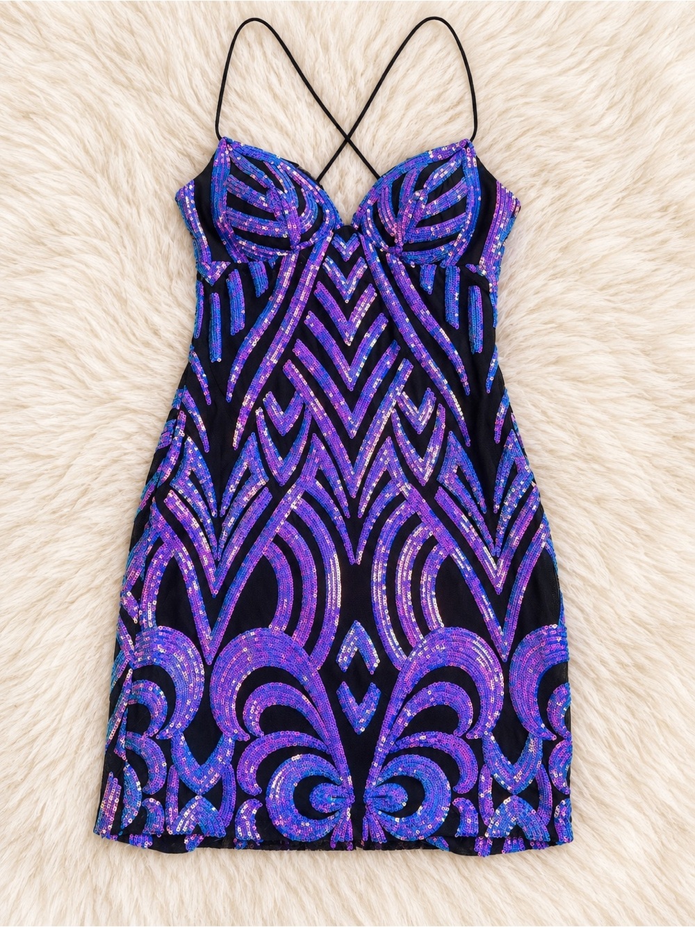 Windsor Purple & Blue Sequin Strap Mini Dress